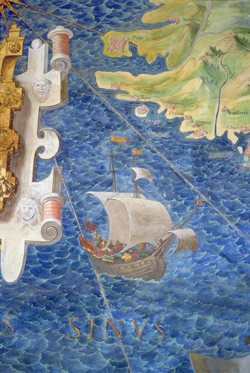 Piran, yksityiskohta "Maantieteellisten karttojen galleriasta", 1580-83 tekijältä Ignazio Danti