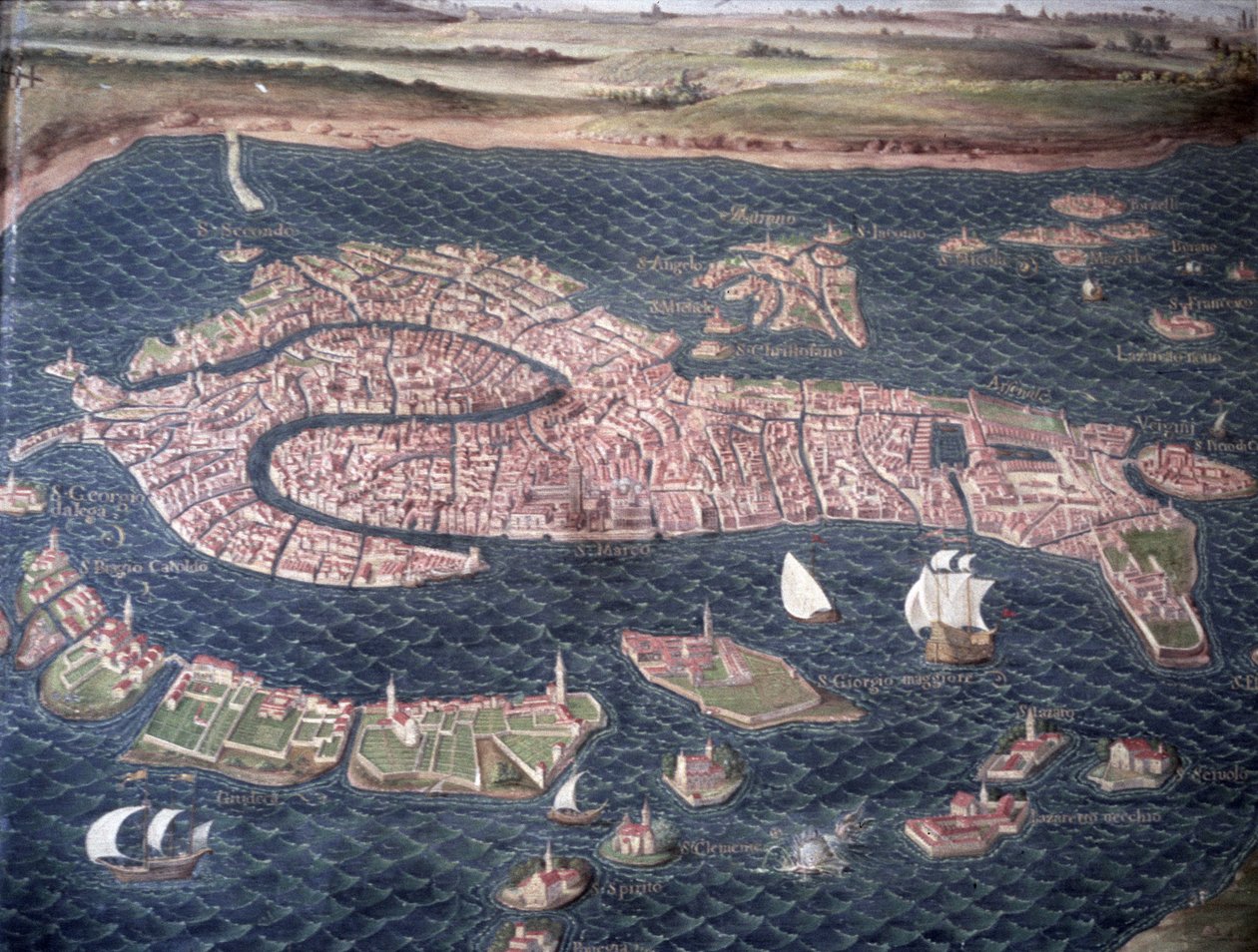 Venetsia, yksityiskohta Galleria dell Carte Geografichesta, 1580-83 tekijältä Ignazio Danti