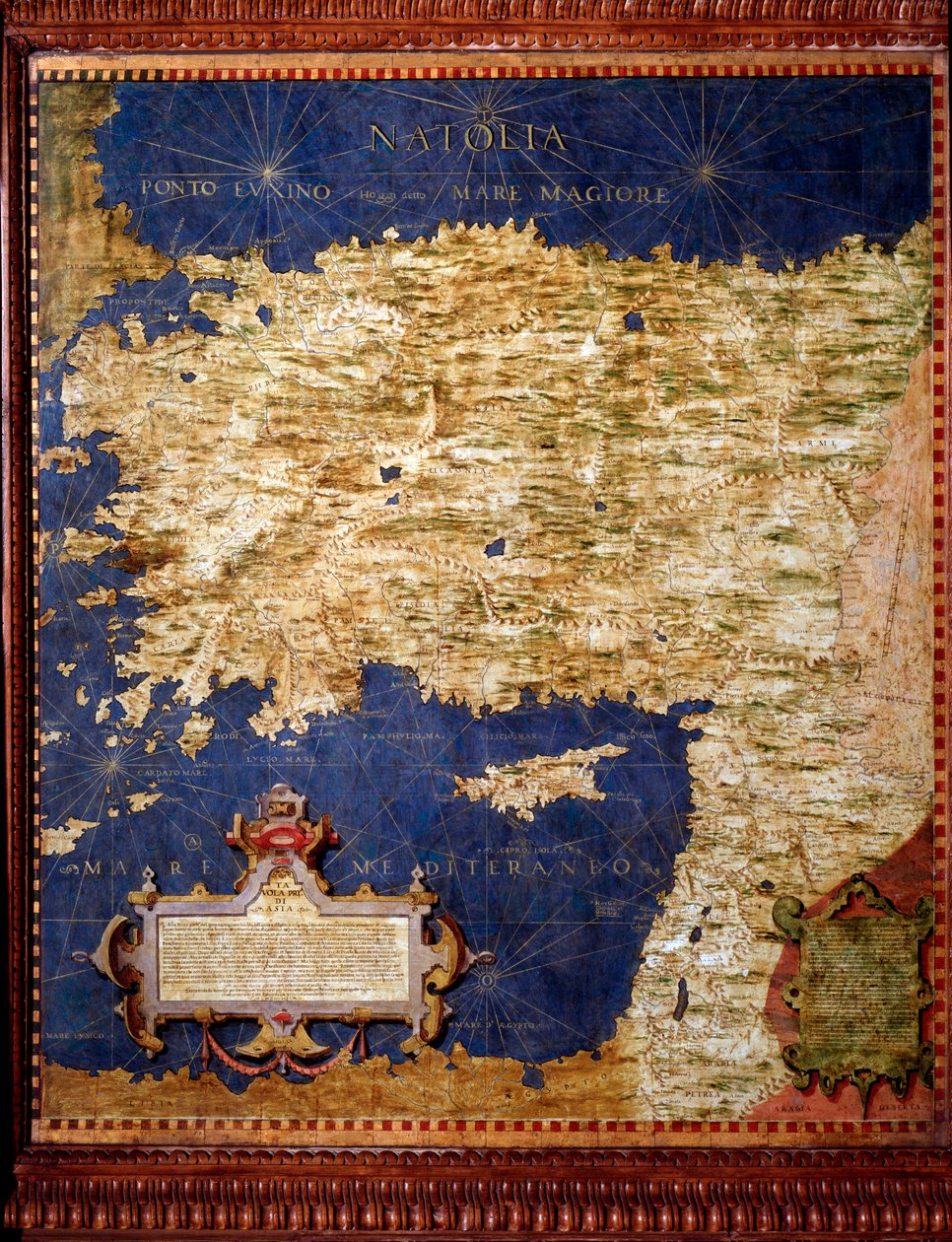 Anatolia-kartan teki Egnazio Danti (1536-1586) matemaatikko, kosmografi ja italialainen arkkitehti. Noin 1567. Firenze, Palazzo Vecchio, Sala del Mappamondo tekijältä Egnazio Danti