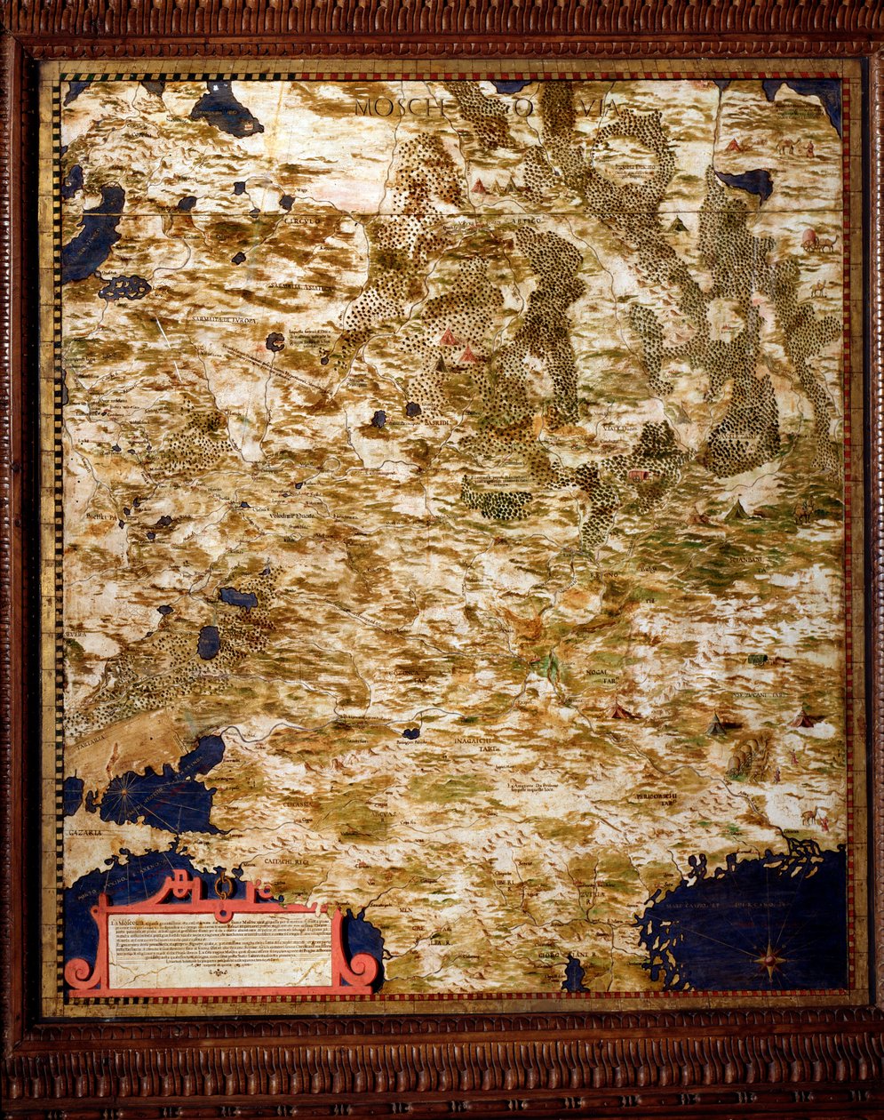 Moskovan alueen kartta: Egnazio Danti (1536-1586) matemaatikko, kosmografi ja italialainen arkkitehti. Noin 1567. Firenze, Palazzo Vecchio, Sala del Mappamondo tekijältä Egnazio Danti