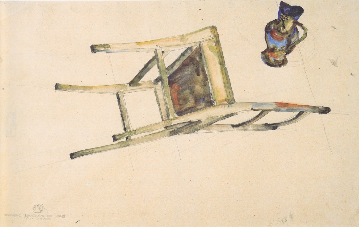 Organische Bewegung des Sessels und Kruges-21.4.1912 tekijältä Egon Schiele