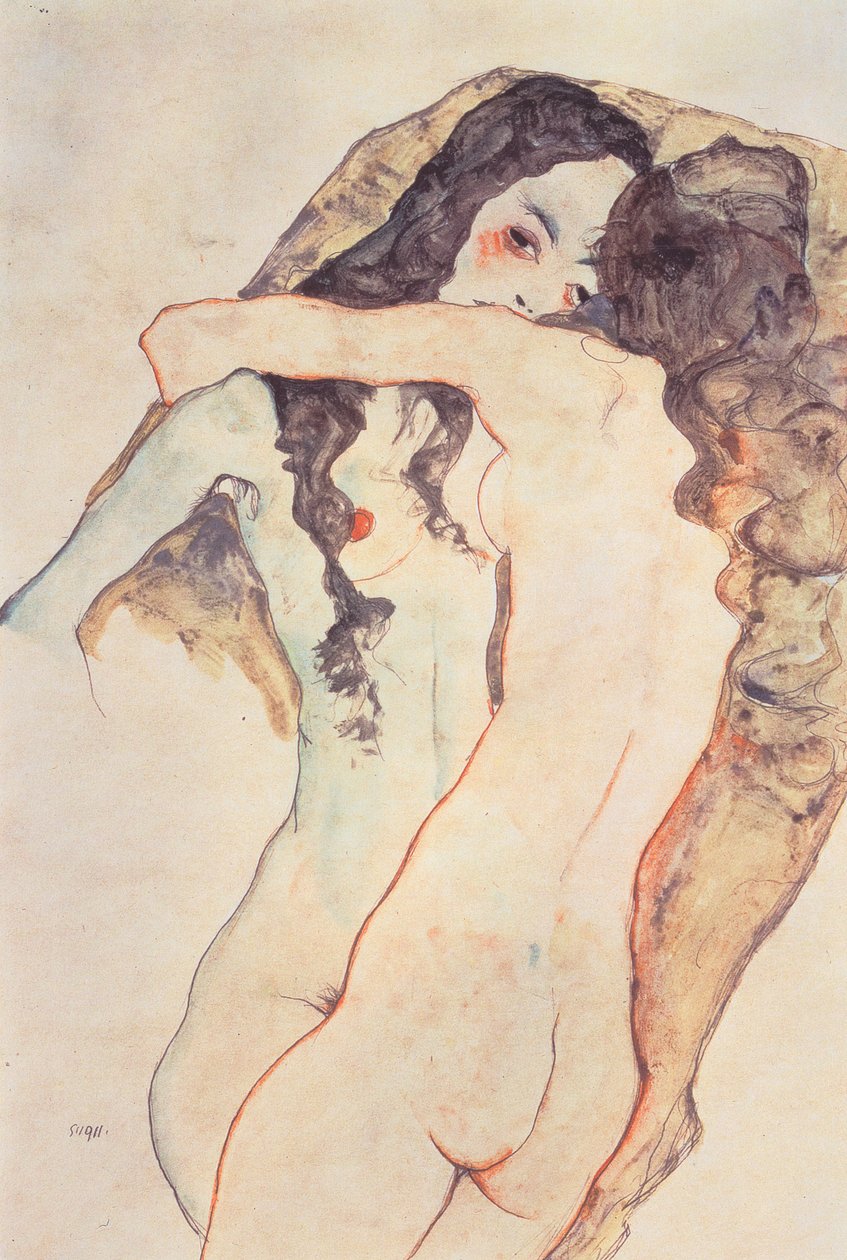 Zwei sich umarmende Frauen tekijältä Egon Schiele
