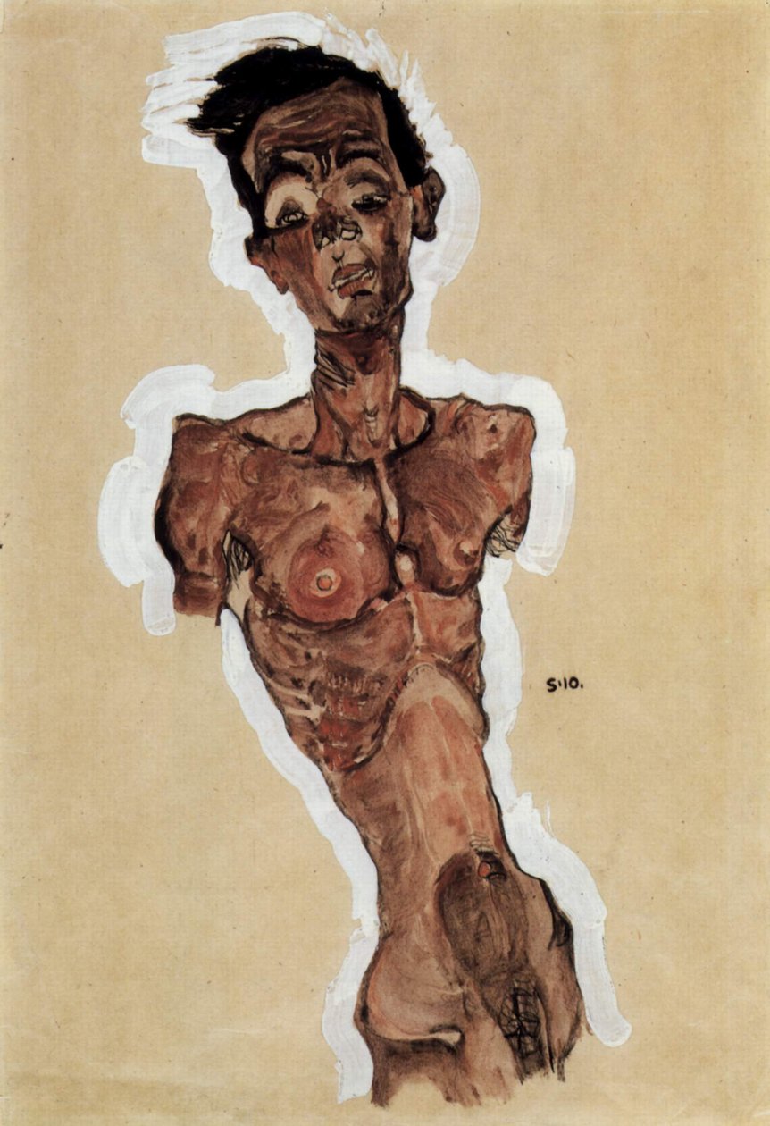 Akt, Selbstporträt tekijältä Egon Schiele