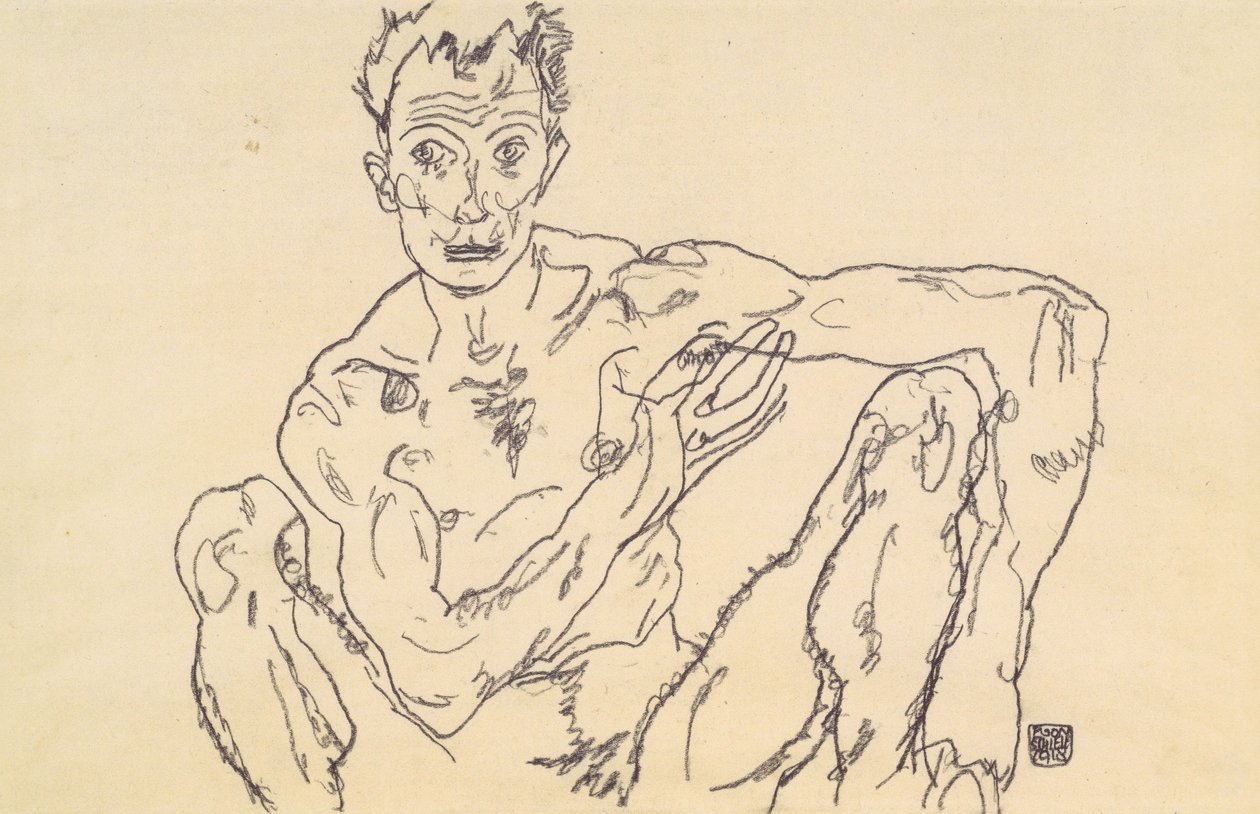 Aktselbstbildnis tekijältä Egon Schiele