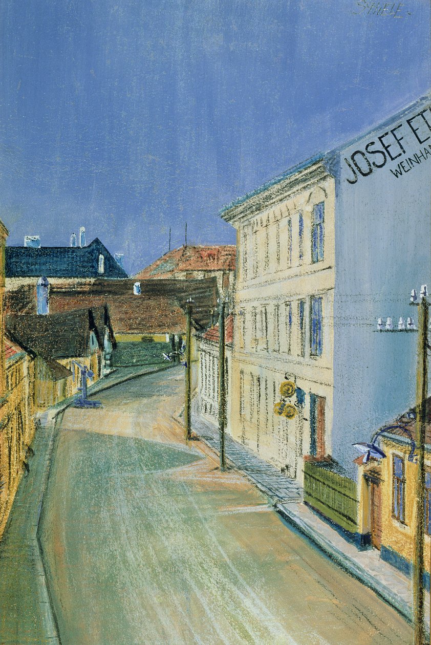 Albrechtstrasse Klosterneuburgissa (sekoitettu media paperille) tekijältä Egon Schiele