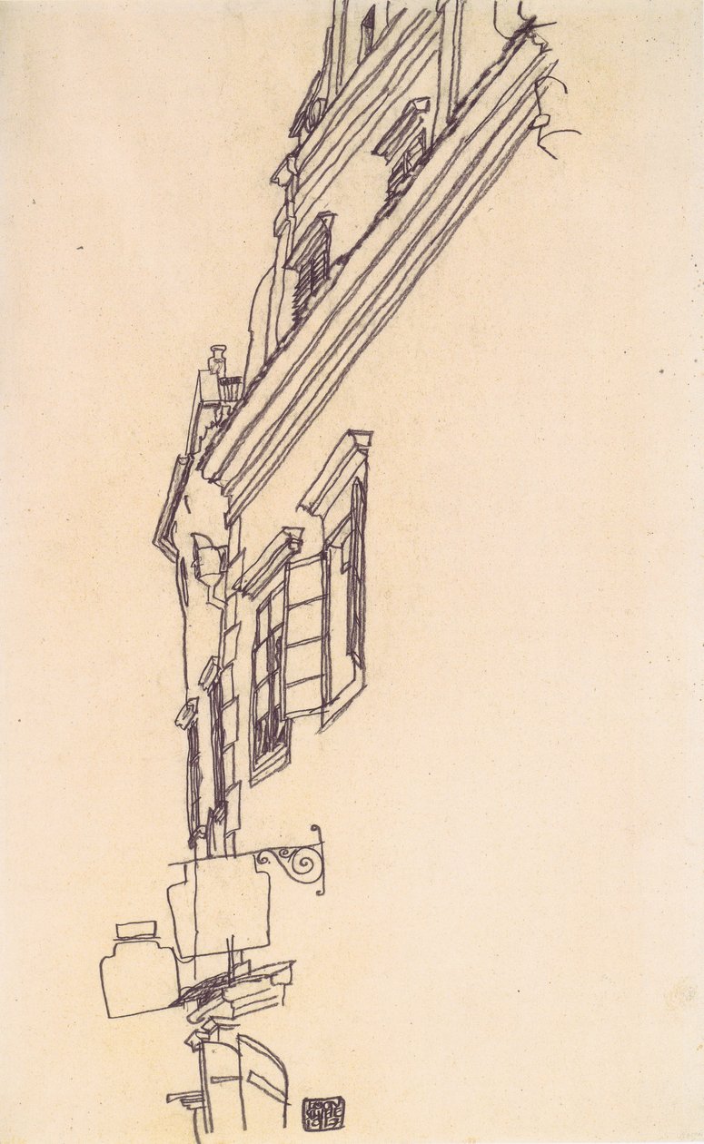 Český Krumlovin vanhat päätyrajat tekijältä Egon Schiele