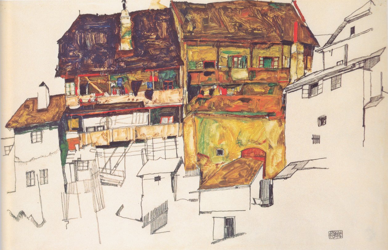 Vanhat talot Český Krumlovissa tekijältä Egon Schiele