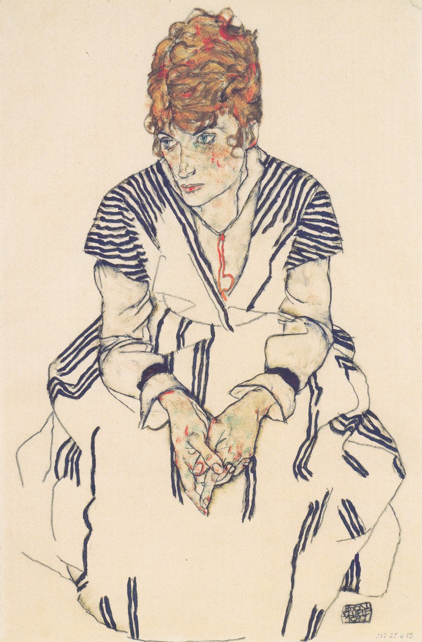 Muotokuva taiteilijan kälystä Adele Harmsista tekijältä Egon Schiele