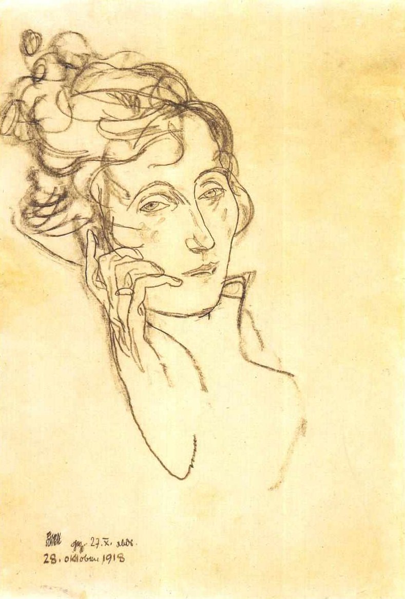 Edith Schiele sterbend tekijältä Egon Schiele
