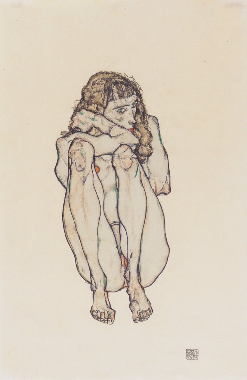 Kyykky nainen alaston tekijältä Egon Schiele