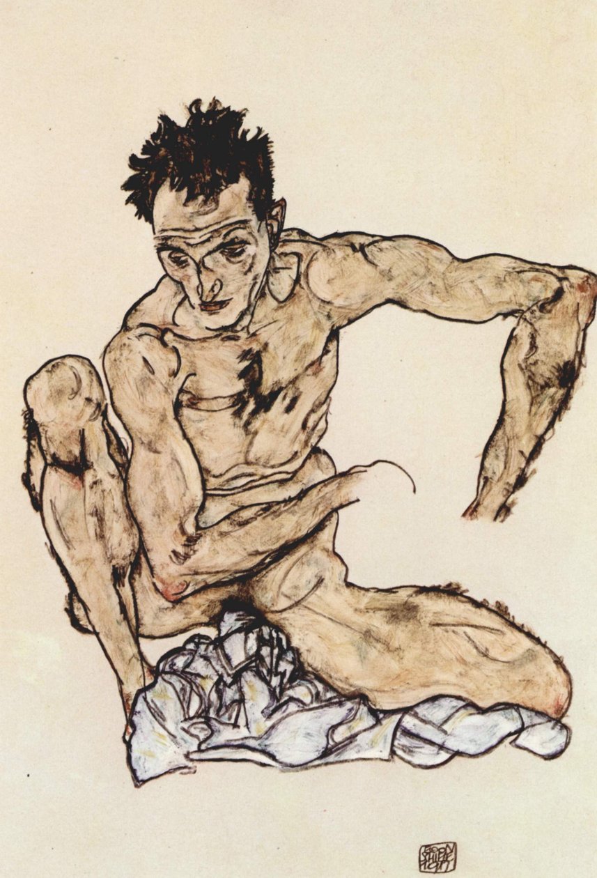Hockender poikaystävä Akt tekijältä Egon Schiele