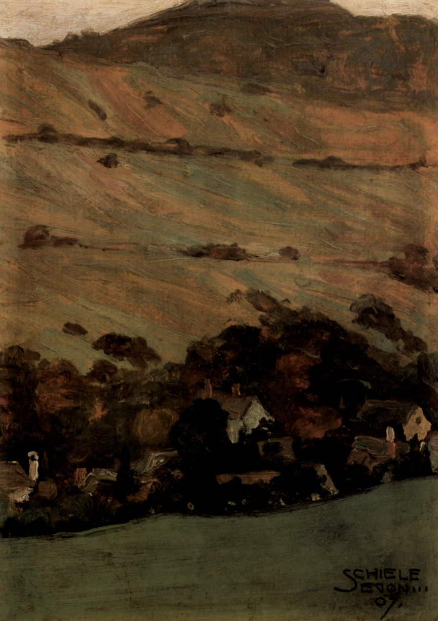 Häuser ja Berghang tekijältä Egon Schiele