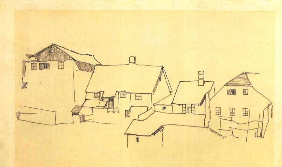 Häuserzeile Krumaussa tekijältä Egon Schiele