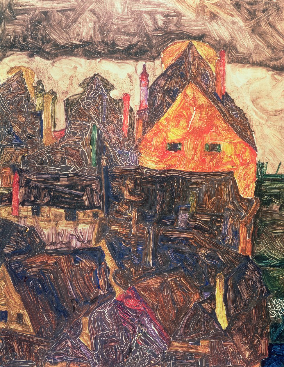Krumau muotilla, 1912 tekijältä Egon Schiele