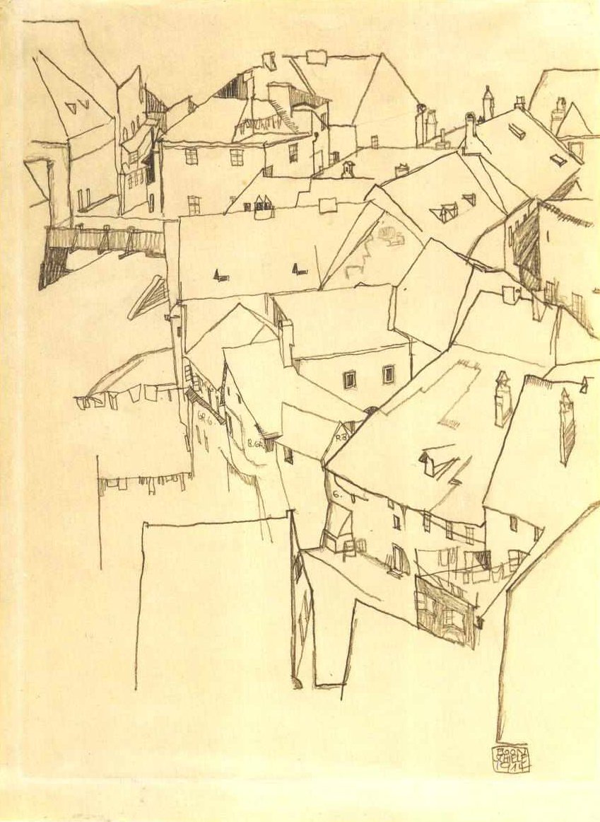 Krumauer Stadtviertel tekijältä Egon Schiele
