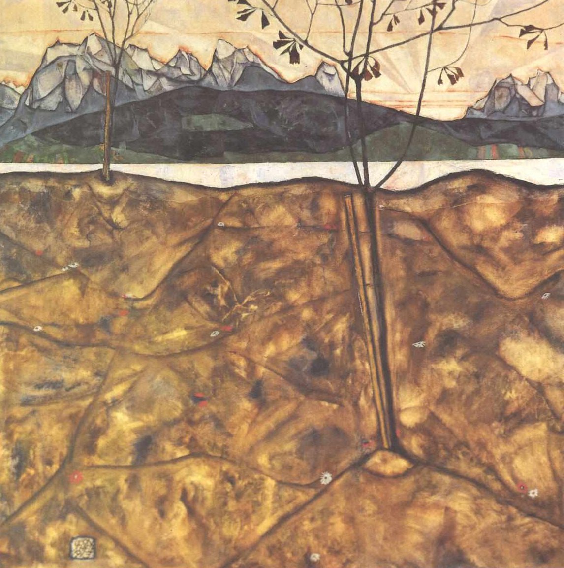 Landschaft mit zwei Bäumen tekijältä Egon Schiele