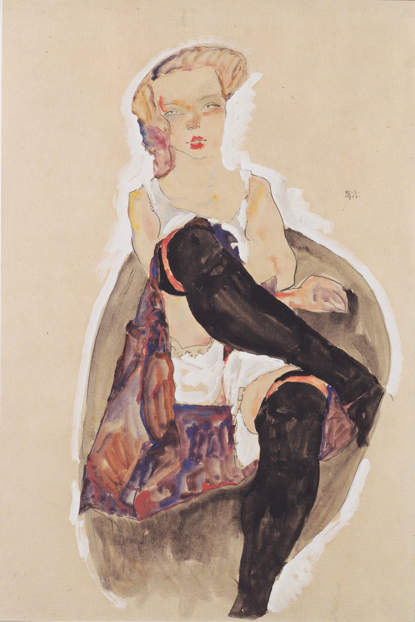 Ristijalkainen tyttö tekijältä Egon Schiele