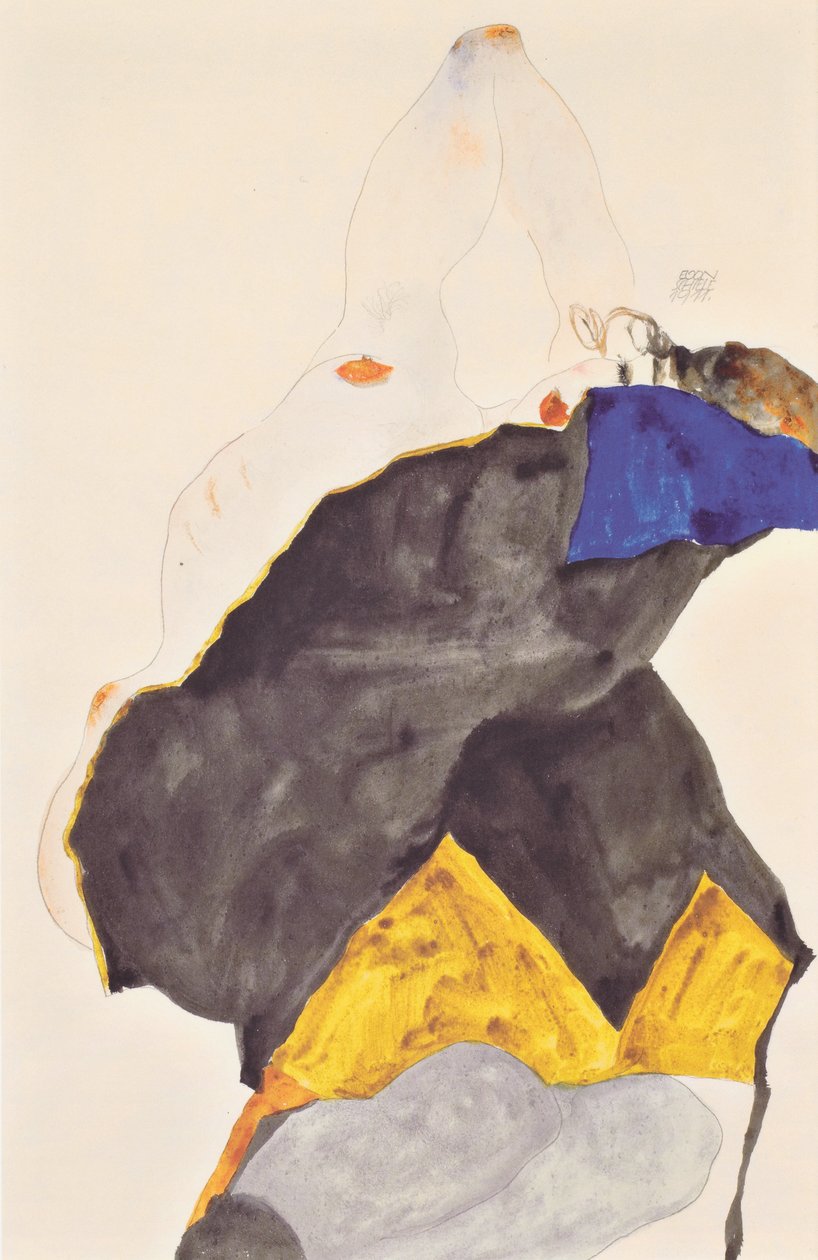 Tyttö korotetuilla kyynärpäillä tekijältä Egon Schiele