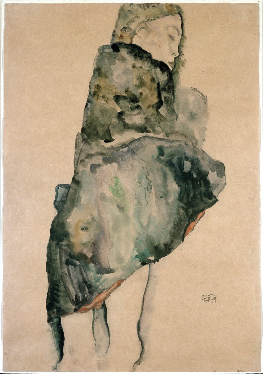 Portrait of a Woman in Stand. Egon Schielen (1890-1918) piirustus. New York, Museum of Modern Art tekijältä Egon Schiele