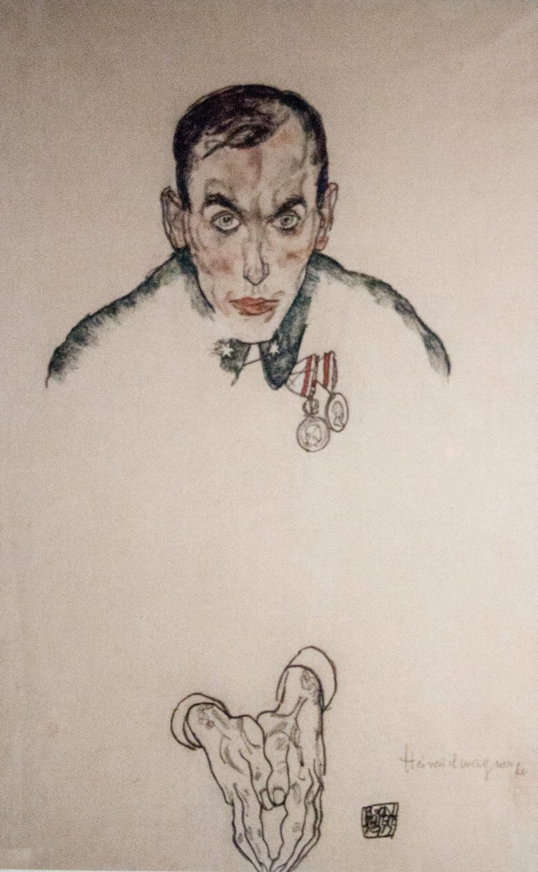 Muotokuva luonnos luutnantti Heinrich Wagnerista tekijältä Egon Schiele