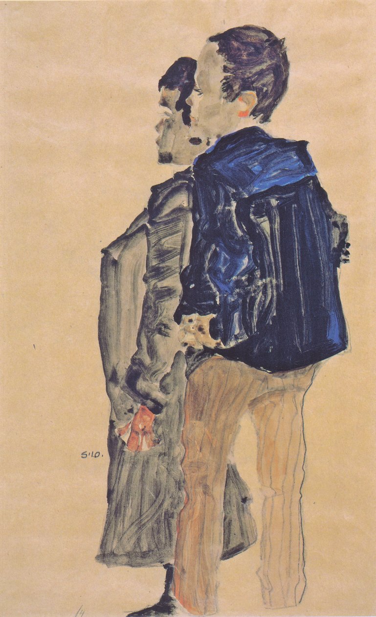 Kahden pojan takanäkymä tekijältä Egon Schiele