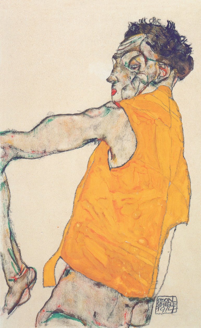 Omakuva keltaisessa liivissä tekijältä Egon Schiele