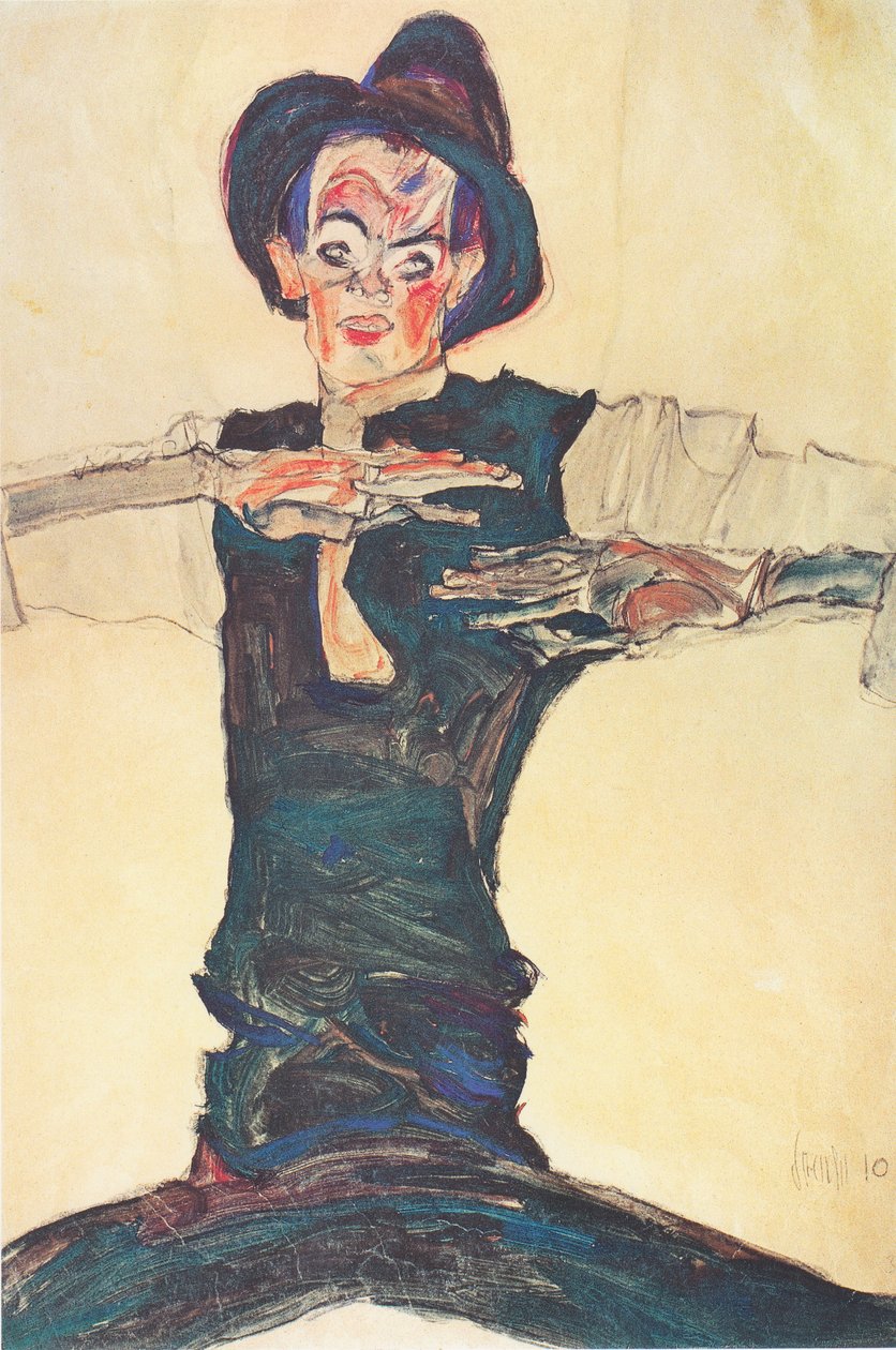 Omakuva ruskealla hatulla tekijältä Egon Schiele