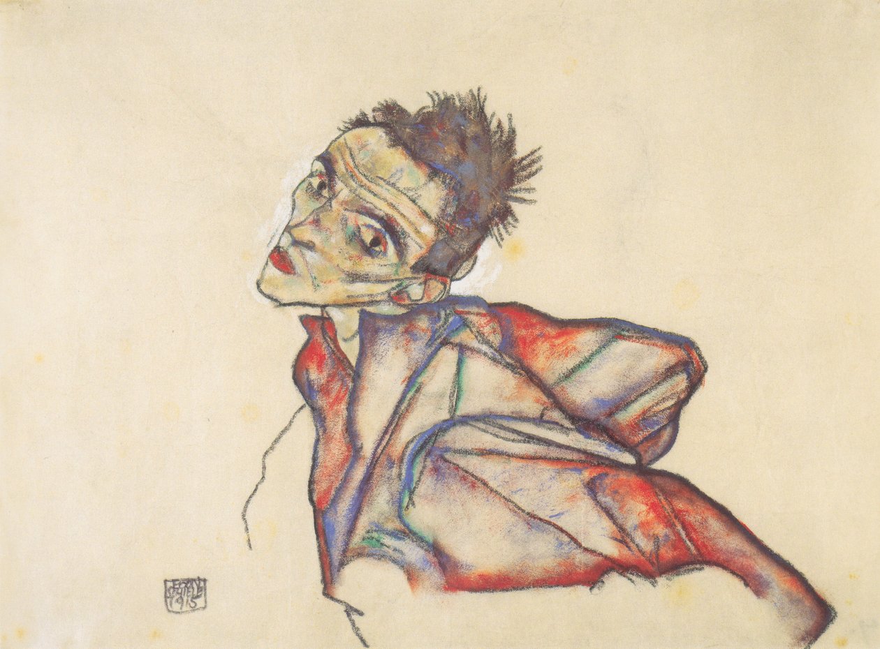 Omakuva kädet pidätettynä tekijältä Egon Schiele