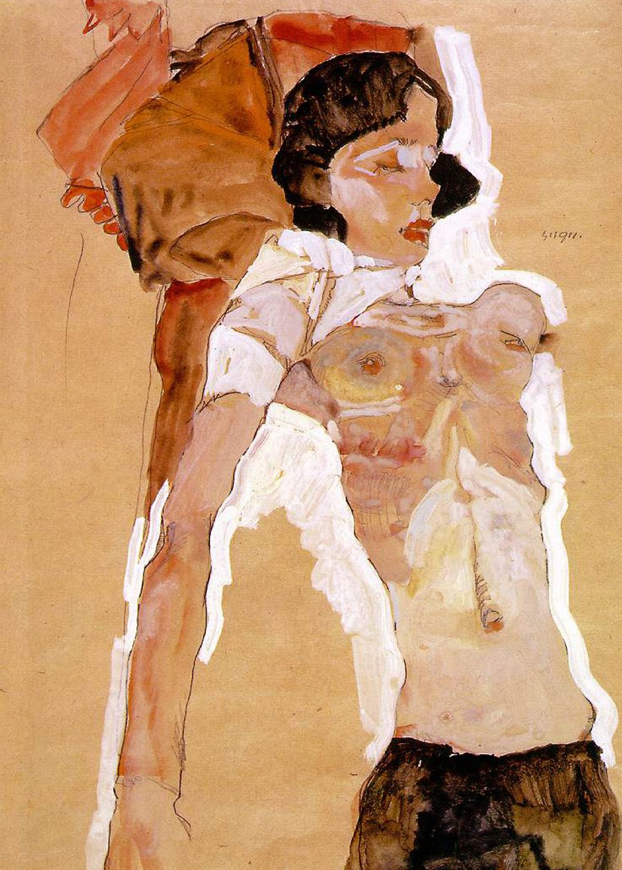 Semi-alaston makuuasentoon tekijältä Egon Schiele