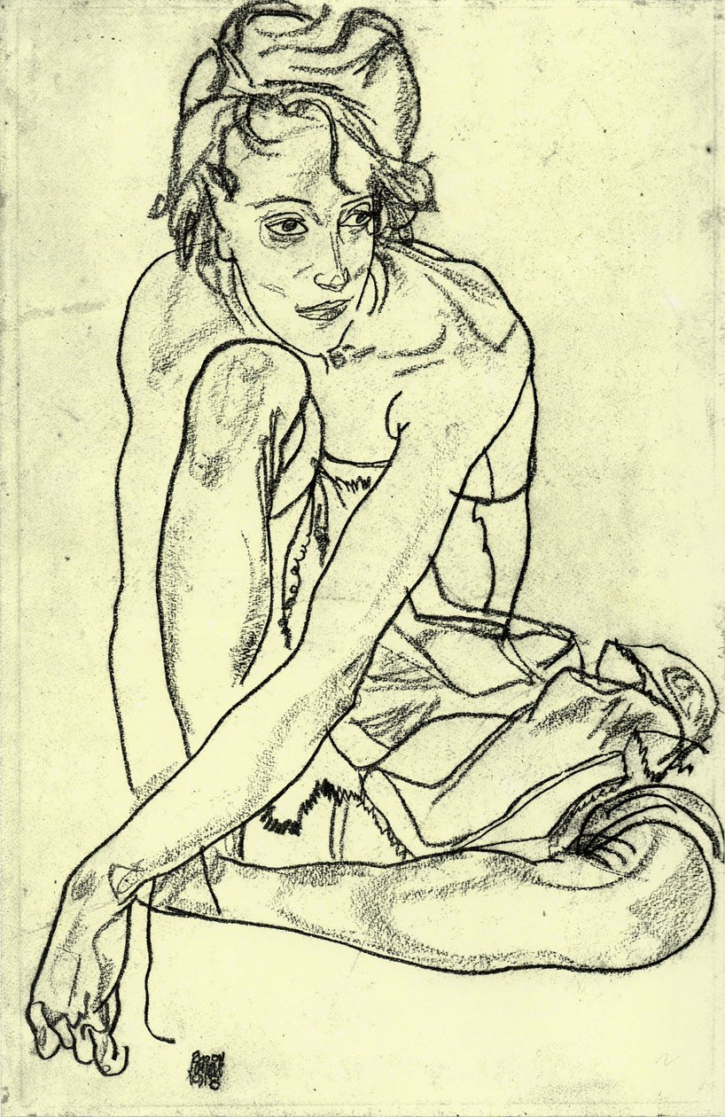 Kyykky nainen tekijältä Egon Schiele