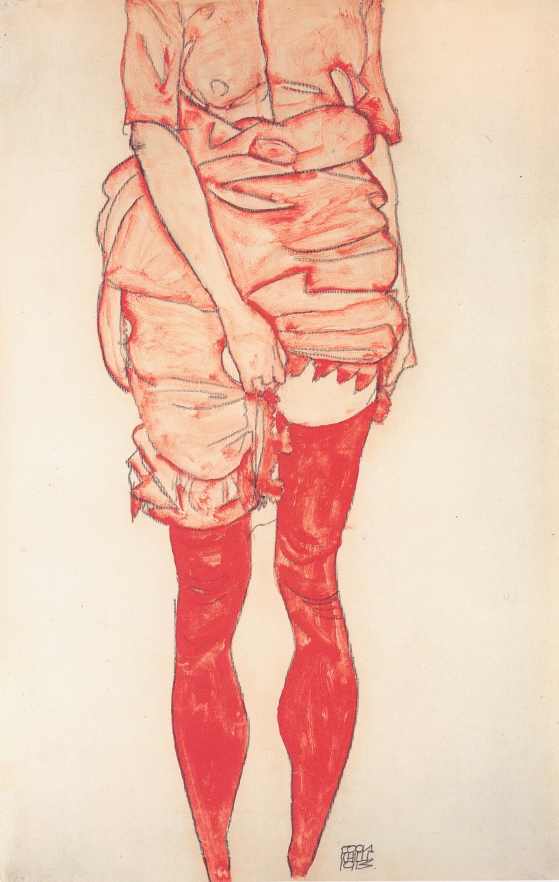 Seisova nainen punaisena tekijältä Egon Schiele