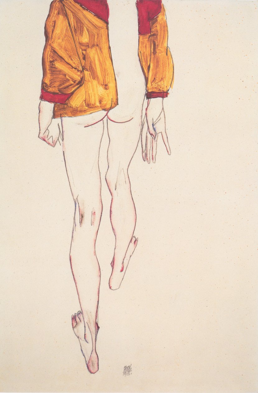 Puolivälissä seisova ruskea paita tekijältä Egon Schiele