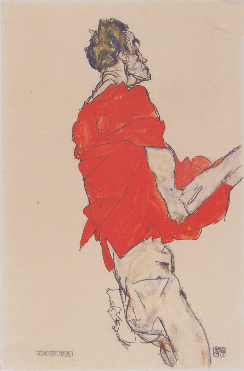 Pysyvä mies (itseilmaisu punaisessa paidassa) tekijältä Egon Schiele