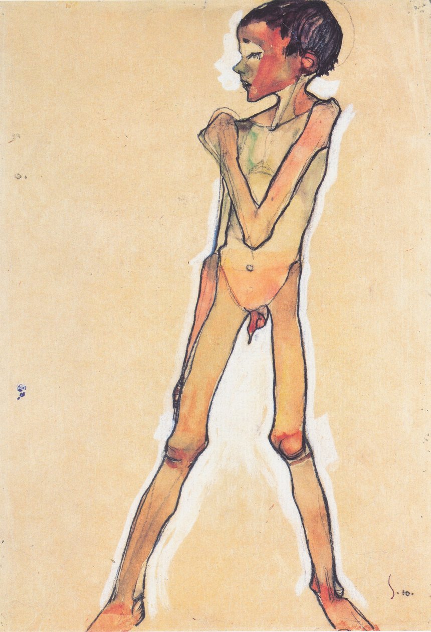 Stehener Knabenakt tekijältä Egon Schiele