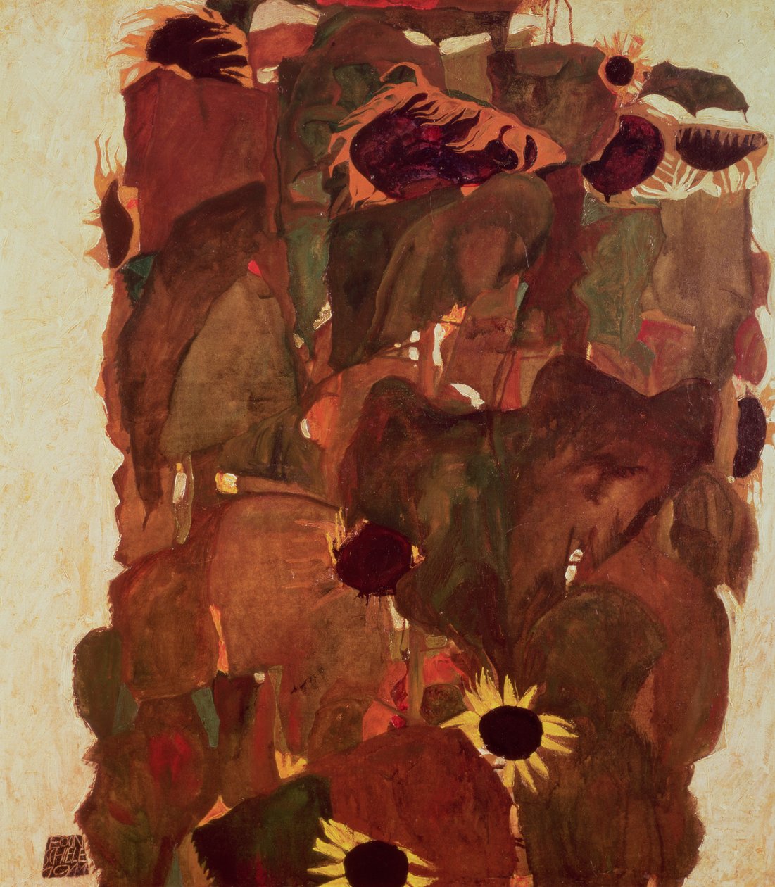 Auringonkukat II, 1911 tekijältä Egon Schiele