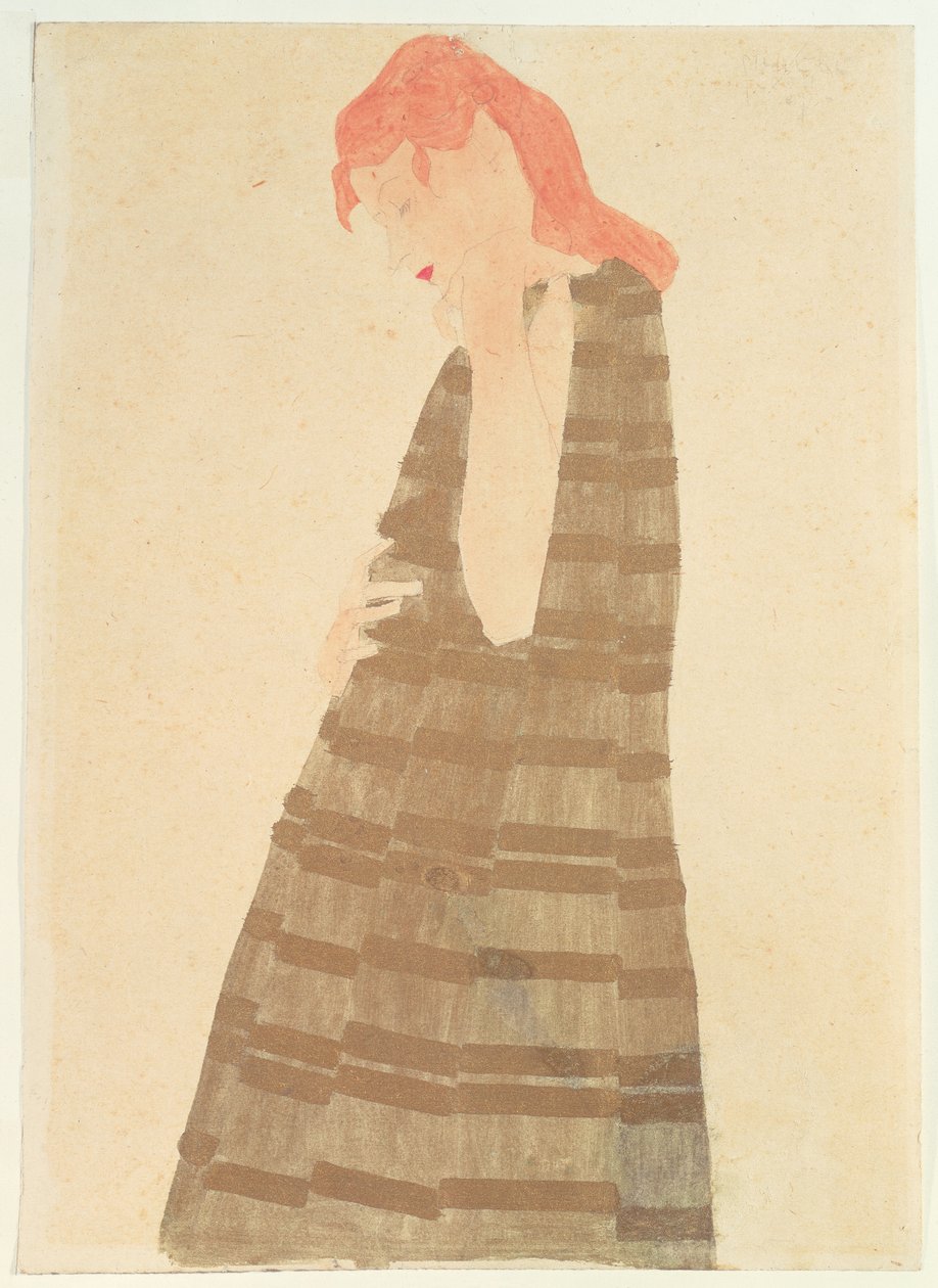 Nainen kultaisessa viittassa, 1908 tekijältä Egon Schiele