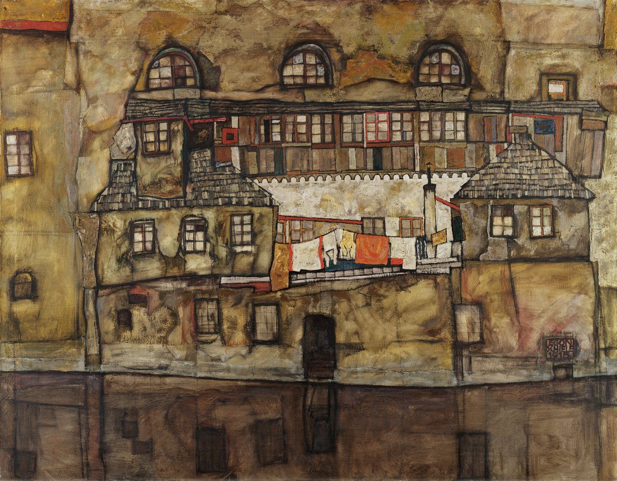 Talon muuri joella tekijältä Egon Schiele