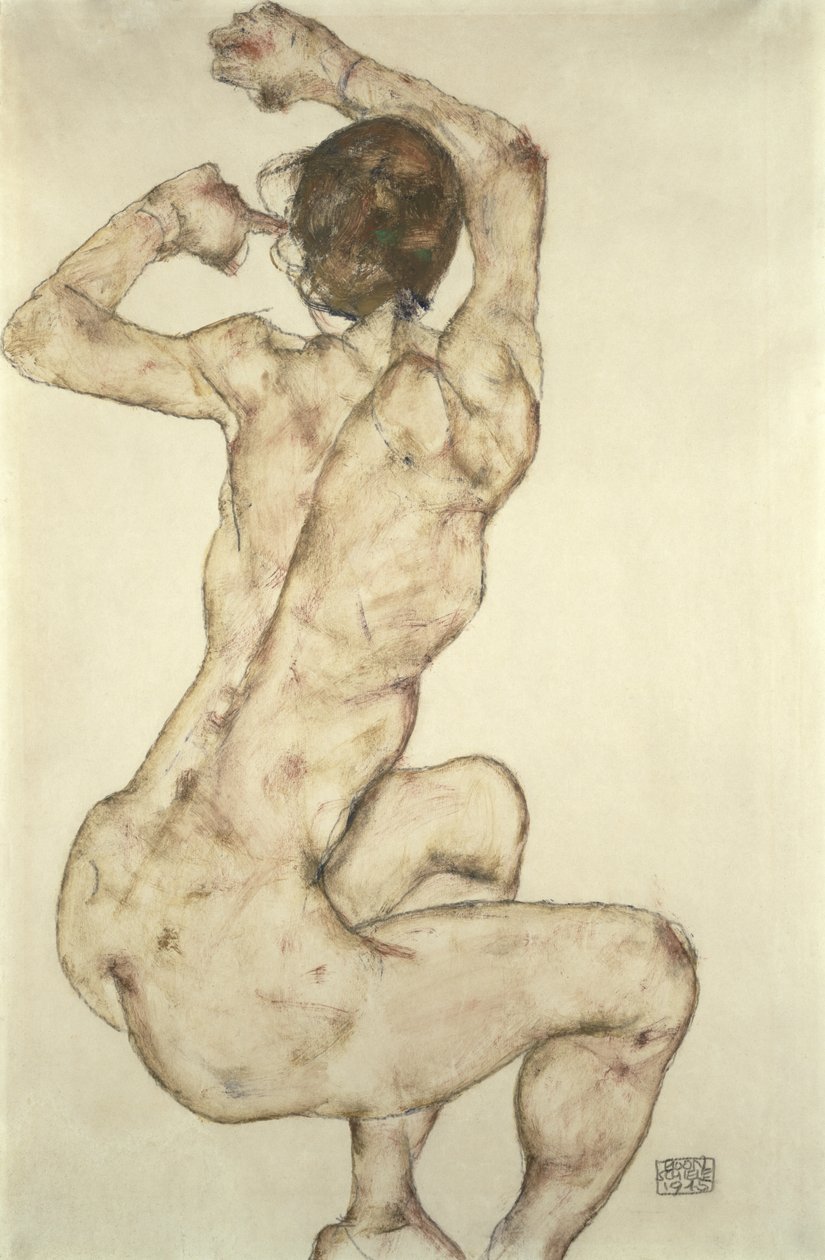 Hiipivä alaston, 1915 tekijältä Egon Schiele