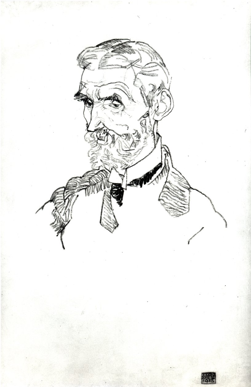 Muotokuva taiteilijan appi, Johann Harms, 1915 tekijältä Egon Schiele
