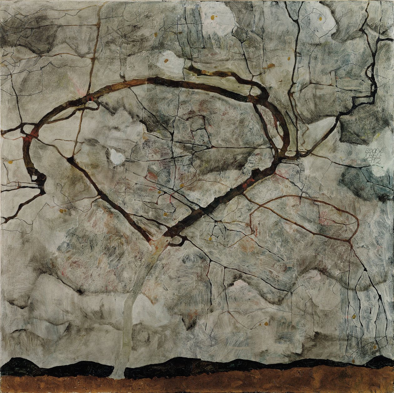 Syksypuu myrskyisässä ilmassa, 1912 tekijältä Egon Schiele