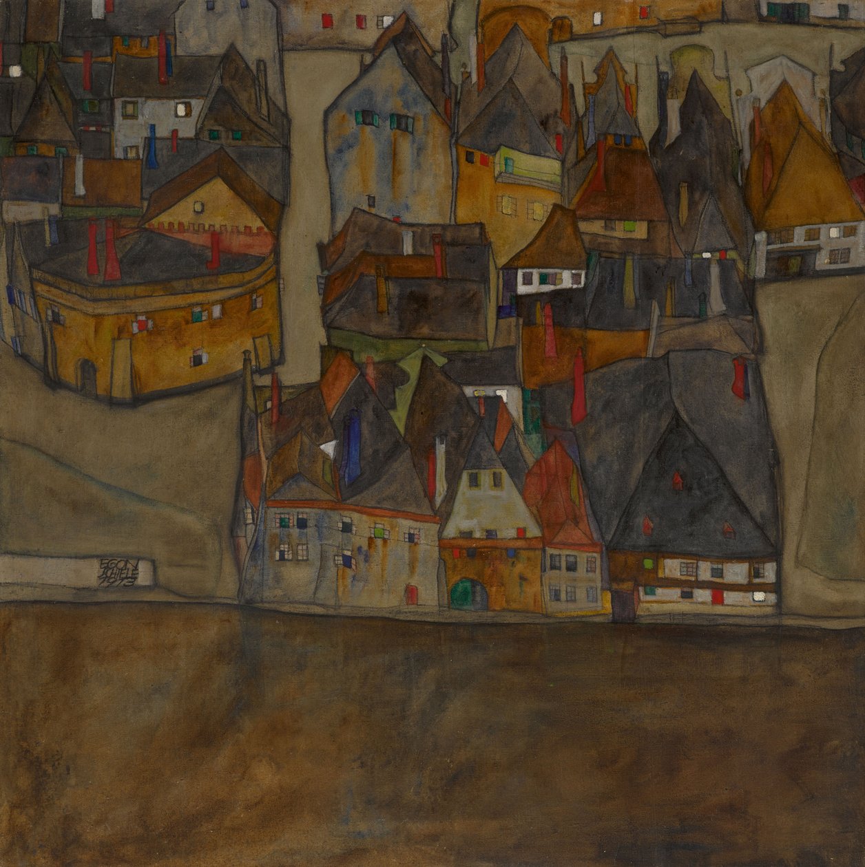 Kaupunki hämärässä Pieni kaupunki II, 1913. tekijältä Egon Schiele