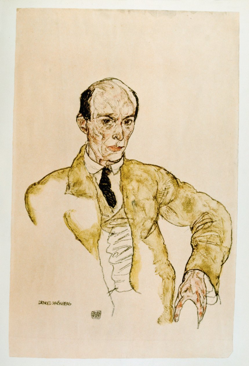 Säveltäjä Arnold Schoenberg, Komponisty Arnolf Schoenberg Gouache, ... (gouache) tekijältä Egon Schiele