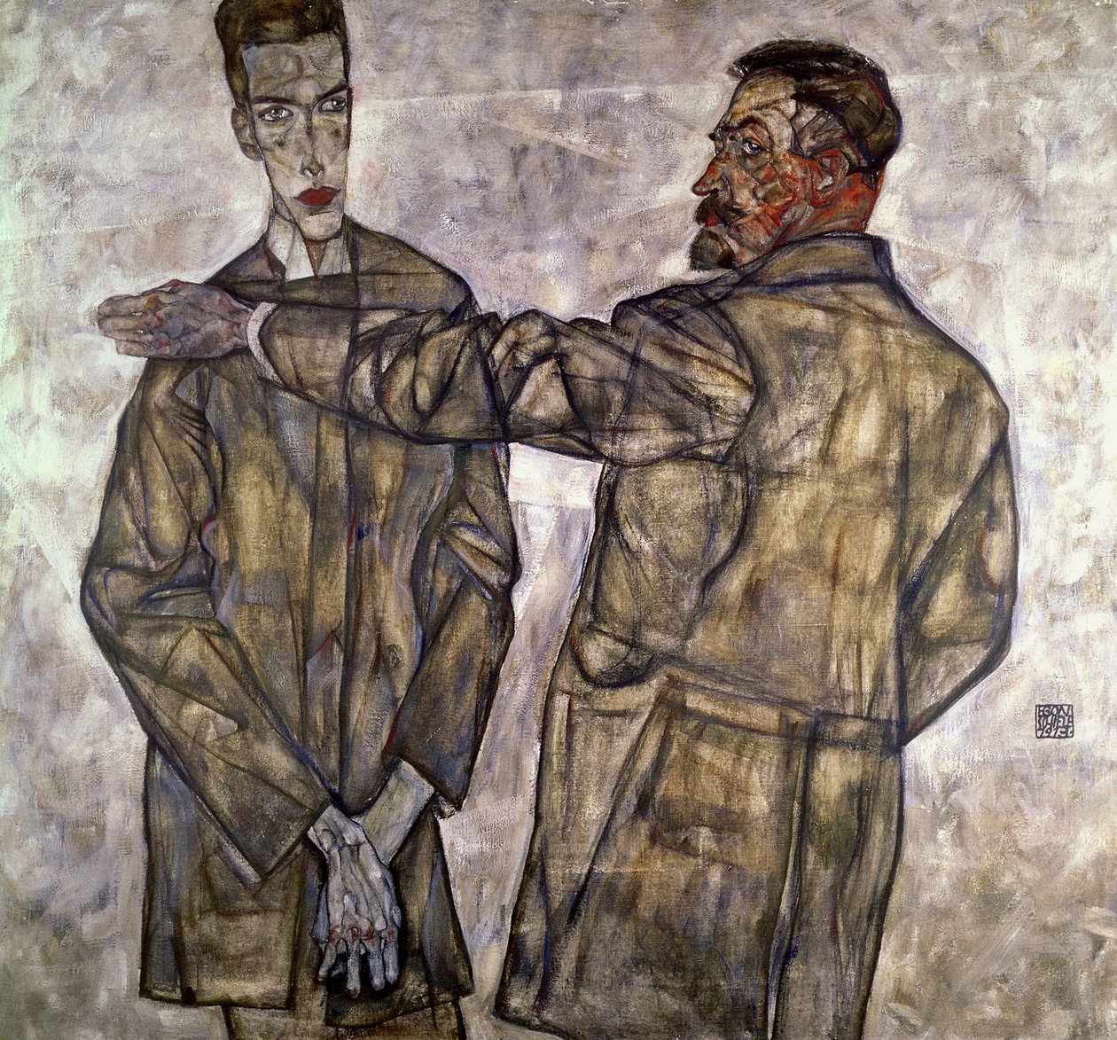 Otto ja Heinrich Beneschin kaksoismuotokuva, 1913 tekijältä Egon Schiele