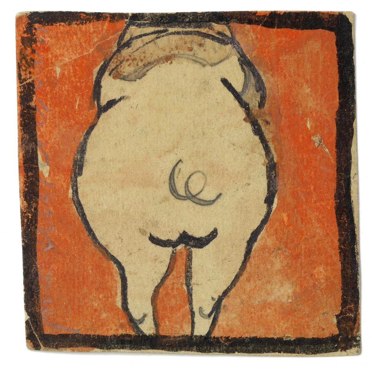 Entwurf für eine Wanddekoration im Atelier Wattmanngasse (Schwein von hinten?) tekijältä Egon Schiele