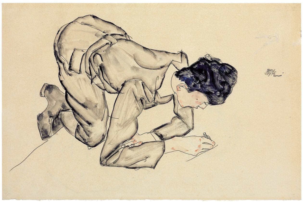 Erich Lederer piirustus lattialle, 1912 tekijältä Egon Schiele