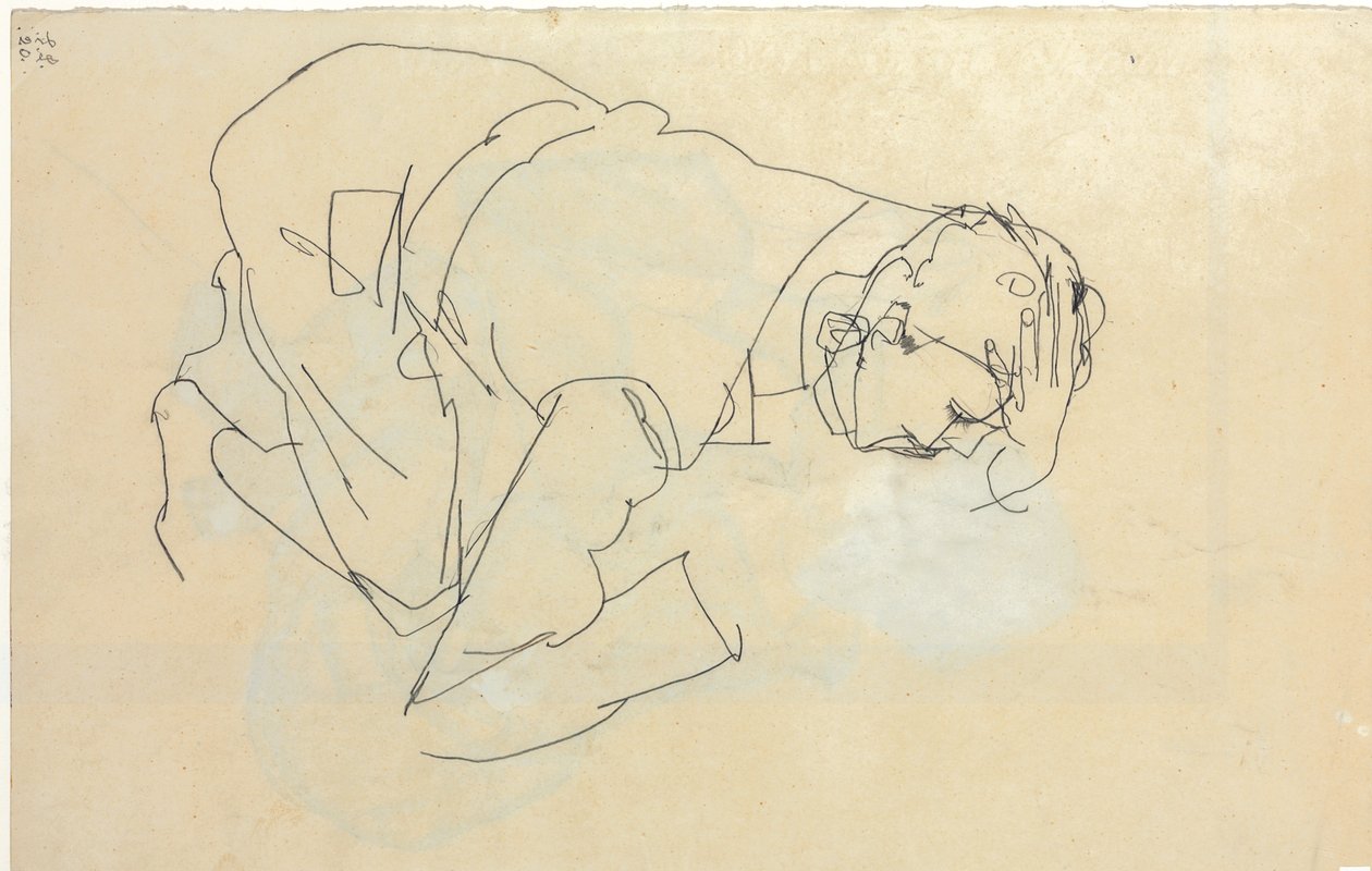Erich Lederer profiilissa, kädestä päähän, 1912 tekijältä Egon Schiele