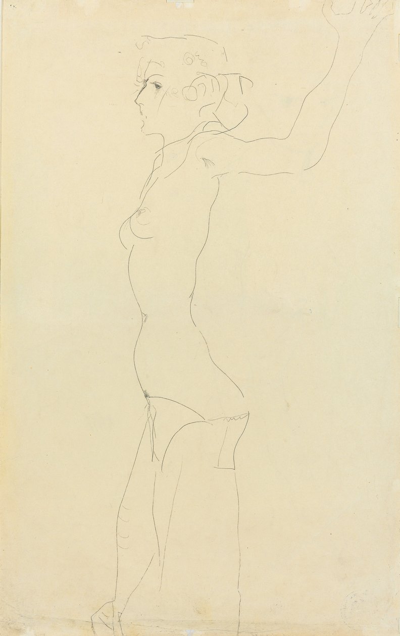 Nainen Nude; Madchenakt, 1911 tekijältä Egon Schiele