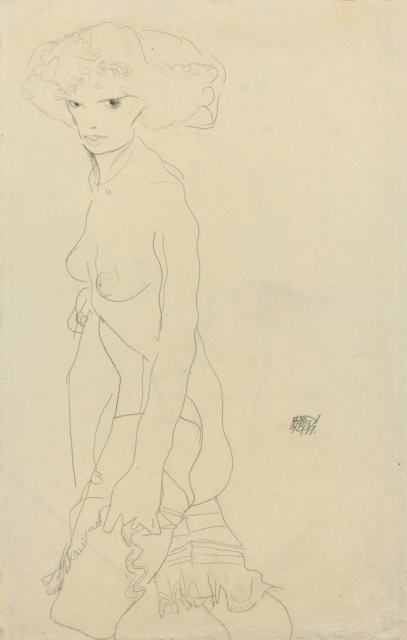 Nainen Nude; Madchenakt, 1911 tekijältä Egon Schiele