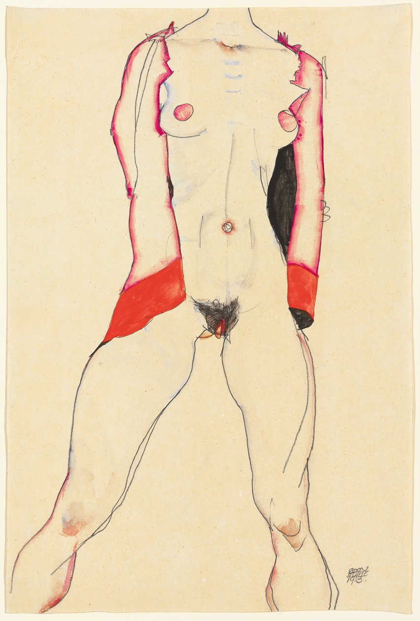 naisten vartalo; Naisen torso, 1913 tekijältä Egon Schiele