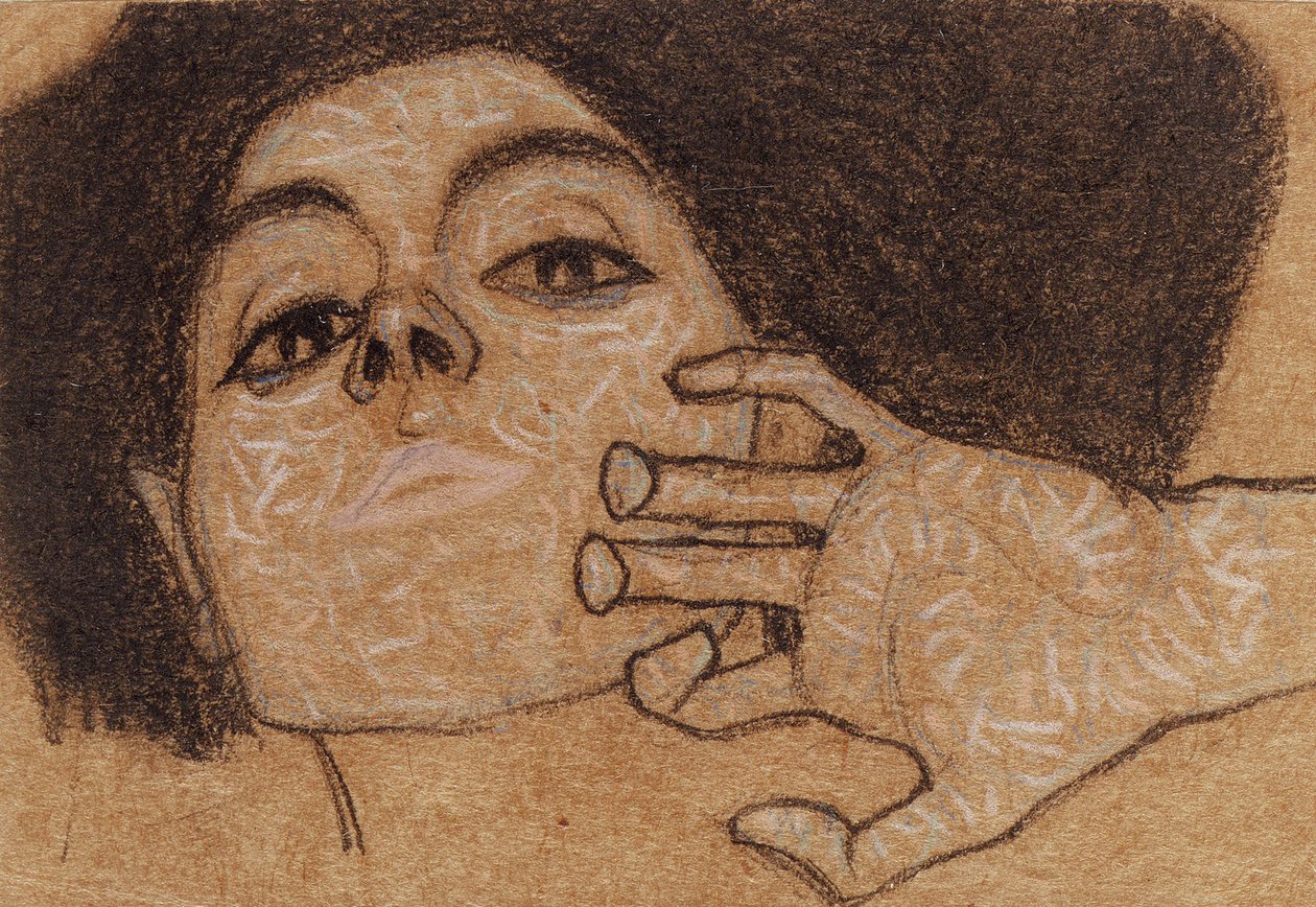 Naisen pää, n. 1907-1908 tekijältä Egon Schiele